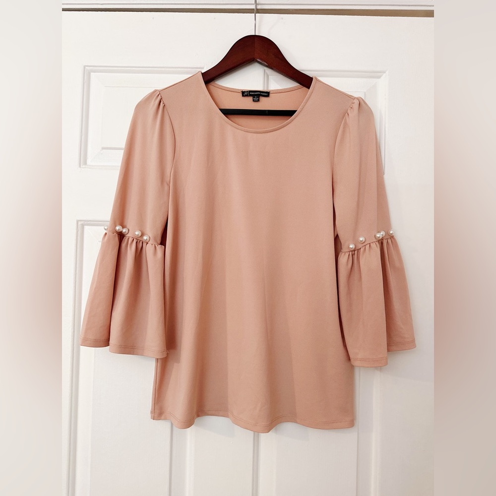 Size S Adriana Papell 3/4 Sleeve Blouse with Pearls.